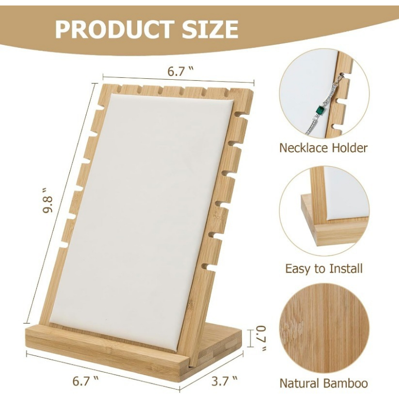 2pcs Wooden Diagonal Necklace Display Rack